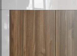 Garnero Arredamenti Credenze Moderne|Madie Moderne-Madia 184x86h cm 2 ante 2 cassetti bianco lucido noce Florena Bianco Lucido - Noce