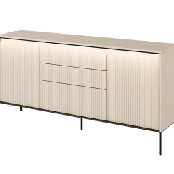 Garnero Arredamenti Madie Moderne|Madie Moderne-Madia 166x83h cm 2 ante 3 cassetti con led cannettato nero Camelia Beige