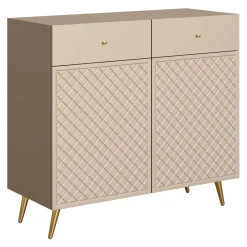 Garnero Arredamenti Credenze Moderne|Madie Moderne-Madia 100x92h cm 2 ante 2 cassetti moderna con frontali decorati beige Simona