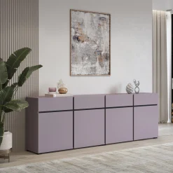 Garnero Arredamenti Credenze Moderne|Madie Moderne-Madia 225x78h cm 4 ante 4 cassetti moderna nero Lolla Lilla