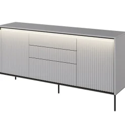 Garnero Arredamenti Madie Moderne|Madie Moderne-Madia 166x83h cm 2 ante 3 cassetti con led cannettato nero Camelia Grigio