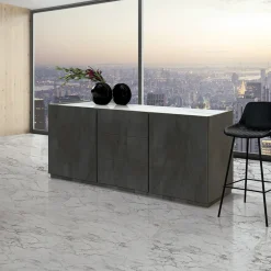 Garnero Arredamenti Credenze Moderne|Madie Moderne-Madia 200x79h cm 2 ante 3 cassetti ossido bianco Blitz