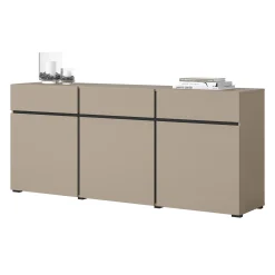 Garnero Arredamenti Credenze Moderne|Madie Moderne-Madia 180x78h cm 3 ante 3 cassetti moderna nero Lolla Tortora