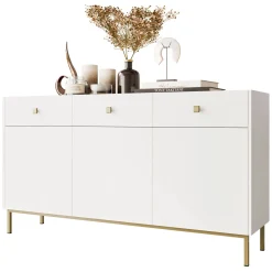 Garnero Arredamenti Madie Moderne|Madie Moderne-Madia 155x85h cm 3 ante 3 cassetti soggiorno Giuggiola Bianco Opaco
