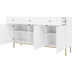 Garnero Arredamenti Madie Moderne|Madie Moderne-Madia 155x85h cm 3 ante 3 cassetti soggiorno Giuggiola Bianco Opaco