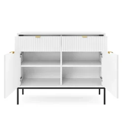 Garnero Arredamenti Credenze Moderne|Madie Moderne-Madia 104x83h cm 2 ante 2 cassetti moderna bianco Alisa Bianco Opaco