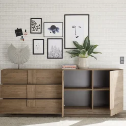 Garnero Arredamenti Credenze Moderne|Madie Moderne-Madia 241x90h cm 2 ante 3 cassetti moderna Alvarez Rovere