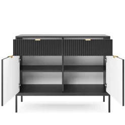 Garnero Arredamenti Credenze Moderne|Madie Moderne-Madia 104x83h cm 2 ante 2 cassetti moderna nero Alisa Nero Opaco