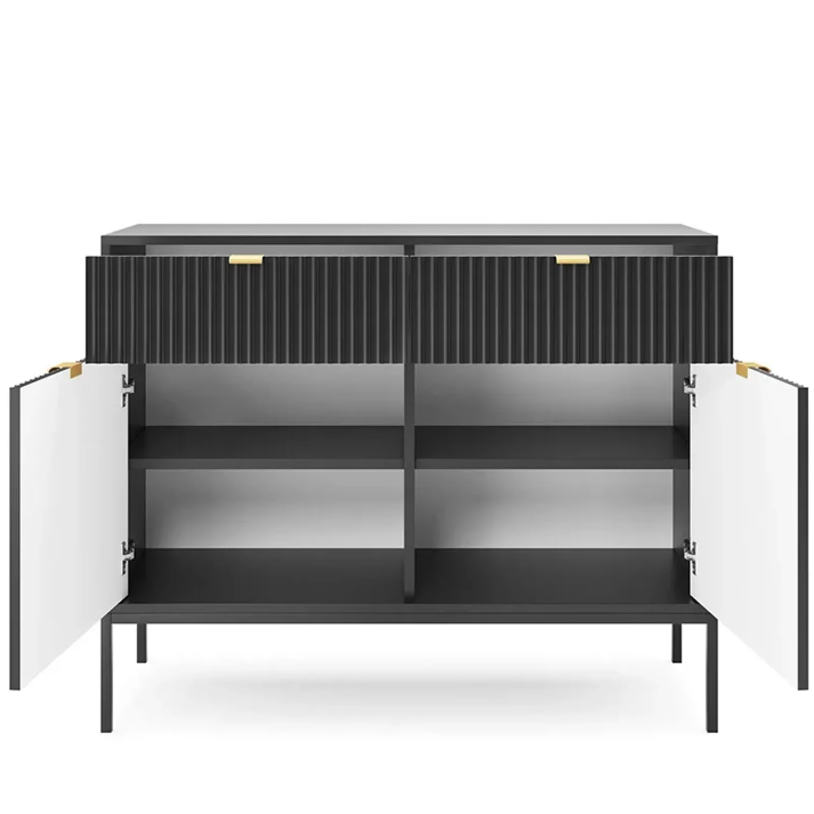 Garnero Arredamenti Credenze Moderne|Madie Moderne-Madia 104x83h cm 2 ante 2 cassetti moderna nero Alisa Nero Opaco