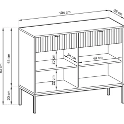 Garnero Arredamenti Credenze Moderne|Madie Moderne-Madia 104x83h cm 2 ante 2 cassetti moderna nero Alisa Nero Opaco
