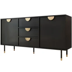 Garnero Arredamenti Madie Moderne|Madie Moderne-Madia 150x78h cm 2 ante 3 cassetti moderna nero oro Oriana