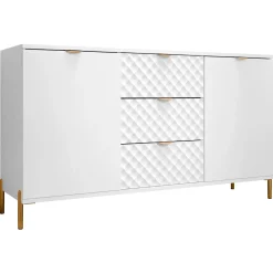 Garnero Arredamenti Credenze Moderne|Madie Moderne-Madia 150x85h cm 2 ante 3 cassetti con frontali decorati bianco Amsterdam