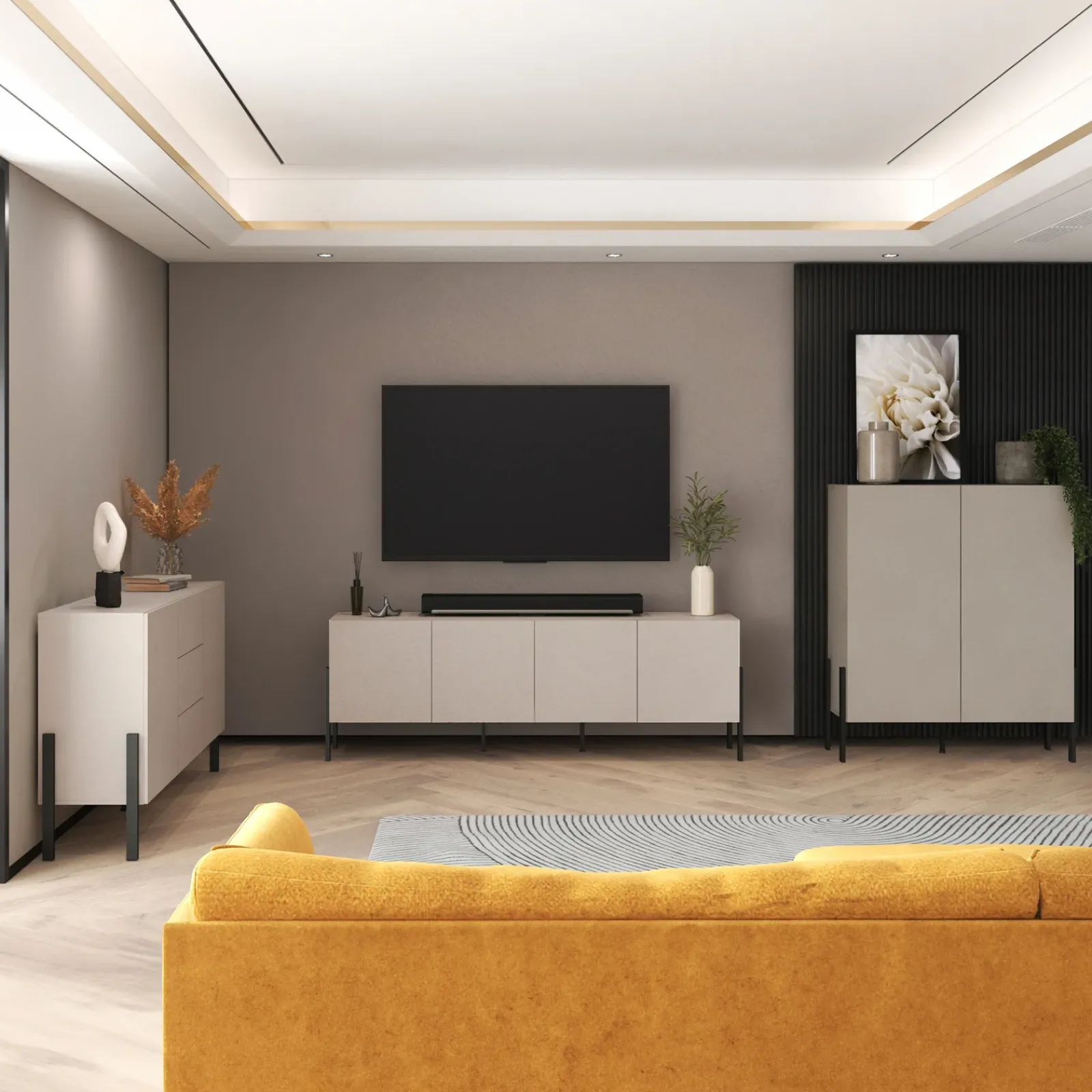 Garnero Arredamenti Credenze Moderne|Madie Moderne-Madia 150x90h cm 2 ante 3 cassetti moderna cashmere Simple Beige