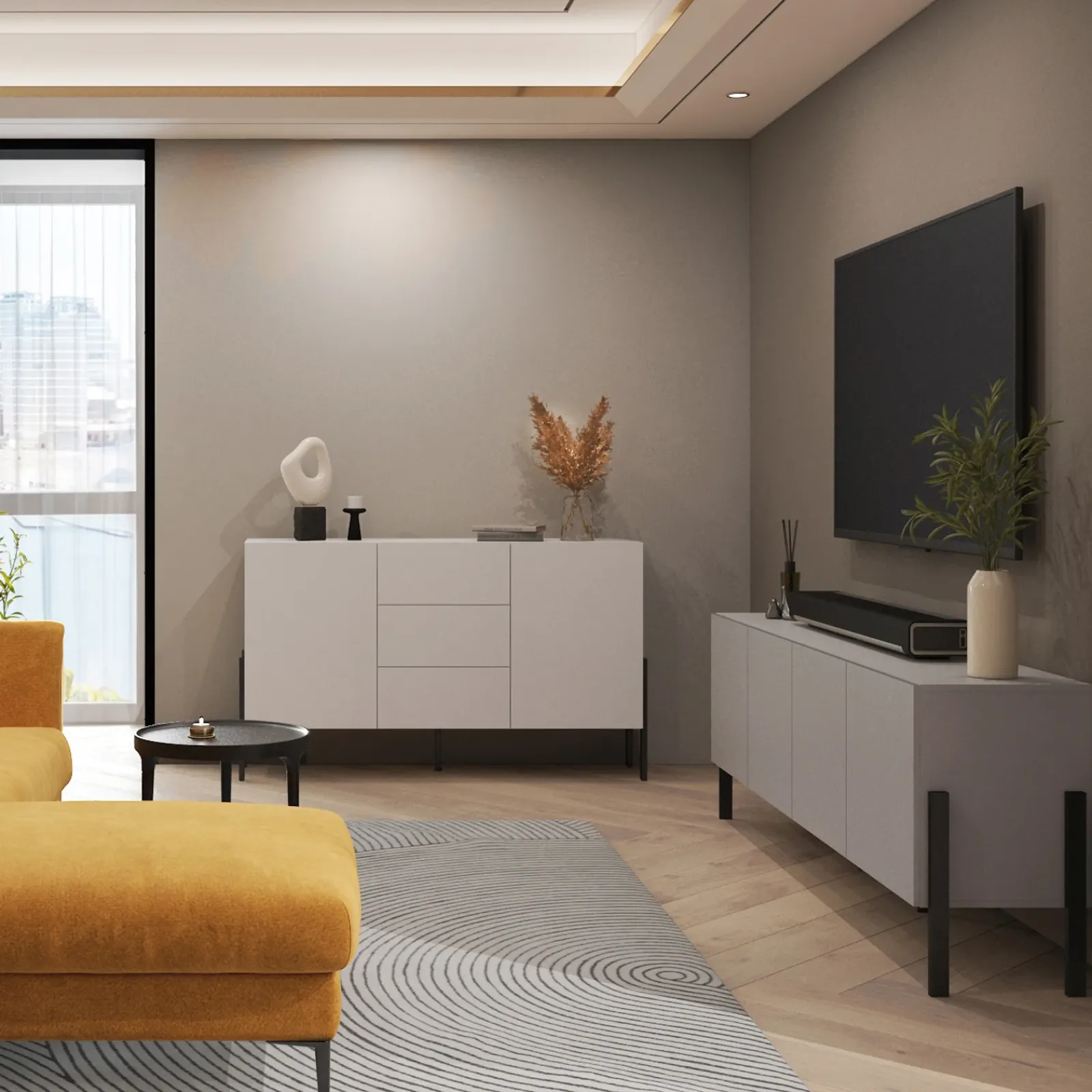 Garnero Arredamenti Credenze Moderne|Madie Moderne-Madia 150x90h cm 2 ante 3 cassetti moderna cashmere Simple Beige