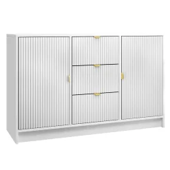 Garnero Arredamenti Madie Moderne|Madie Moderne-Madia 118x75h cm 2 ante 3 cassetti cannettato bianco Athena Bianco Opaco