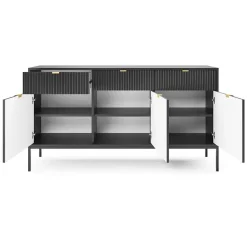 Garnero Arredamenti Credenze Moderne|Madie Moderne-Madia 154x83h cm 3 ante 3 cassetti moderna nero Alisa Nero Opaco
