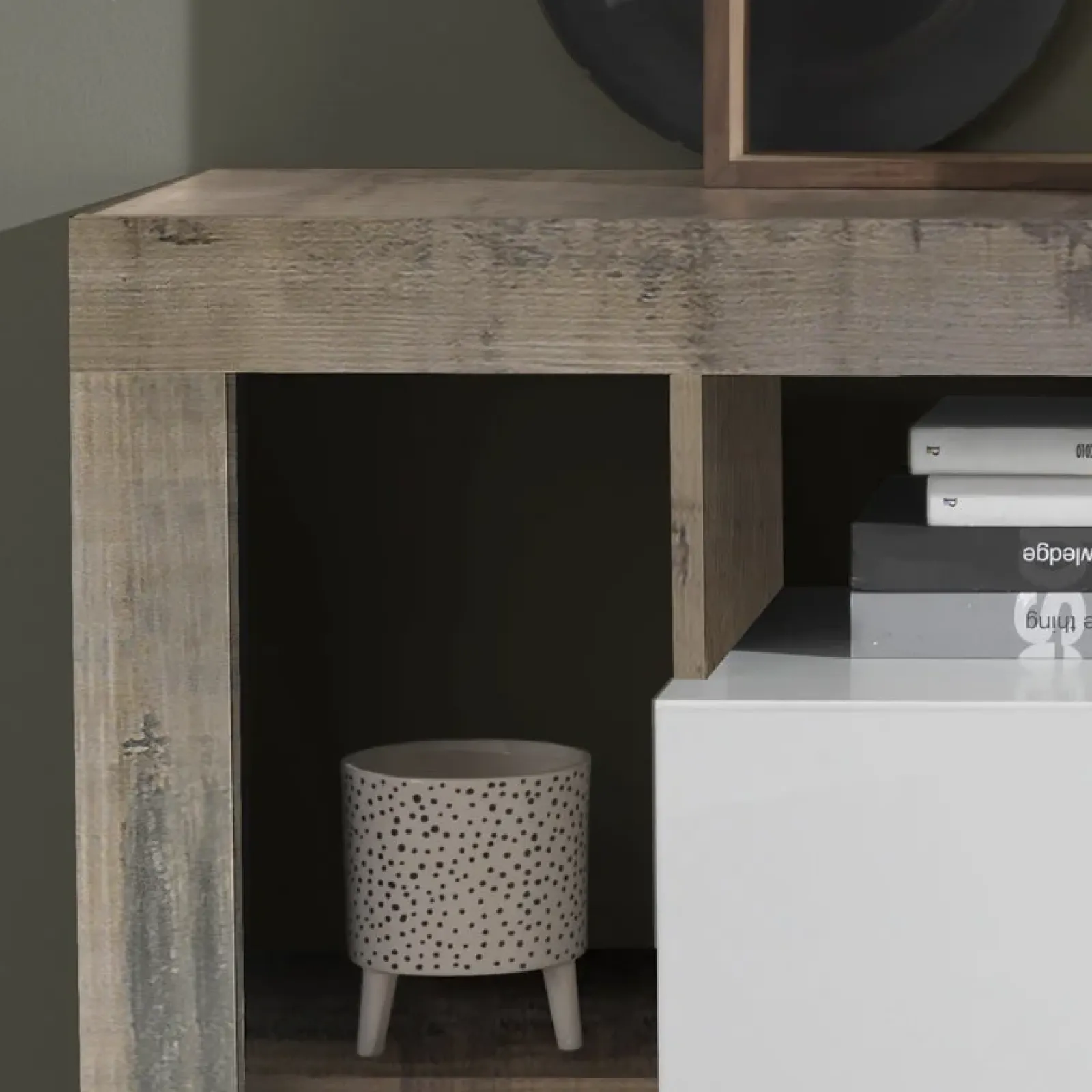 Garnero Arredamenti Credenze Moderne|Madie Moderne-Madia 146x93h cm 2 ante 3 cassetti moderna bianco lucido pero Invictus