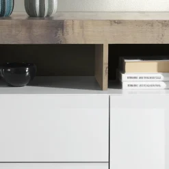 Garnero Arredamenti Credenze Moderne|Madie Moderne-Madia 146x93h cm 2 ante 3 cassetti moderna bianco lucido pero Invictus