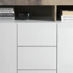 Garnero Arredamenti Credenze Moderne|Madie Moderne-Madia 146x93h cm 2 ante 3 cassetti moderna bianco lucido pero Invictus