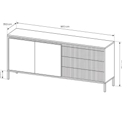 Garnero Arredamenti Madie Moderne|Madie Moderne-Madia 187x82h cm 2 ante 3 cassetti cannettato Ciar Nero Opaco