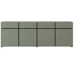 Garnero Arredamenti Credenze Moderne|Madie Moderne-Madia 225x78h cm 4 ante 4 cassetti moderna verde nero Lolla Verde Salvia