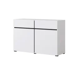 Garnero Arredamenti Credenze Moderne|Madie Moderne-Madia 120x78h cm 2 ante 2 cassetti moderna nero Lolla Bianco Opaco