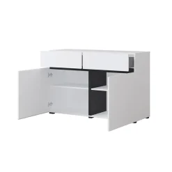Garnero Arredamenti Credenze Moderne|Madie Moderne-Madia 120x78h cm 2 ante 2 cassetti moderna nero Lolla Bianco Opaco
