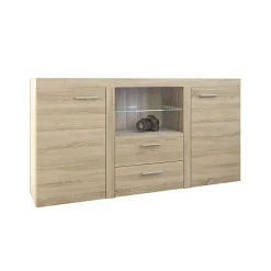 Garnero Arredamenti Madie Moderne|Madie Moderne-Madia 157x82h cm 2 ante 2 cassetti moderna chiaro Haarlem Rovere