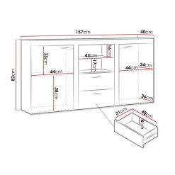 Garnero Arredamenti Madie Moderne|Madie Moderne-Madia 157x82h cm 2 ante 2 cassetti moderna chiaro Haarlem Rovere