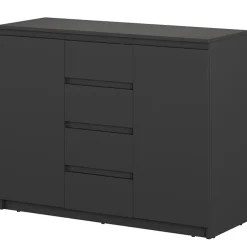 Garnero Arredamenti Madie Moderne|Madie Moderne-Madia 109x85h cm 2 ante 4 cassetti moderna nero Ombra Nero Opaco