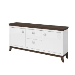 Garnero Arredamenti Credenze Moderne|Madie Moderne-Madia 180x92h cm 2 ante 2 cassetti moderna bianco lucido rovere scuro Umag Bianco Lucido - Wengè