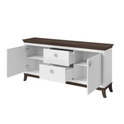 Garnero Arredamenti Credenze Moderne|Madie Moderne-Madia 180x92h cm 2 ante 2 cassetti moderna bianco lucido rovere scuro Umag Bianco Lucido - Wengè