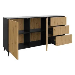 Garnero Arredamenti Credenze Moderne|Madie Moderne-Madia 179x90h cm 2 ante 3 cassetti rovere nero Hans