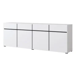 Garnero Arredamenti Credenze Moderne|Madie Moderne-Madia 225x78h cm 4 ante 4 cassetti moderna nero Lolla Bianco Opaco