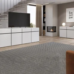 Garnero Arredamenti Credenze Moderne|Madie Moderne-Madia 225x78h cm 4 ante 4 cassetti moderna nero Lolla Bianco Opaco