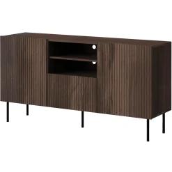 Garnero Arredamenti Credenze Moderne-Madia 151x81h cm 2 ante 1 cassetto 2 vani a giorno noce cannettato Gabiot