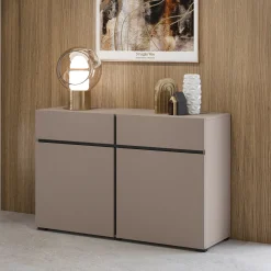 Garnero Arredamenti Credenze Moderne|Madie Moderne-Madia 120x78h cm 2 ante 2 cassetti moderna nero Lolla Tortora