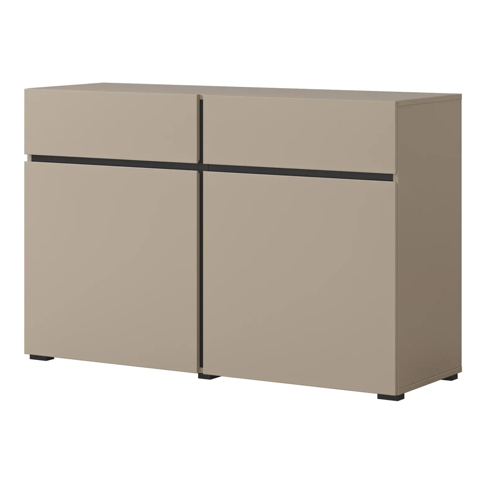 Garnero Arredamenti Credenze Moderne|Madie Moderne-Madia 120x78h cm 2 ante 2 cassetti moderna nero Lolla Tortora