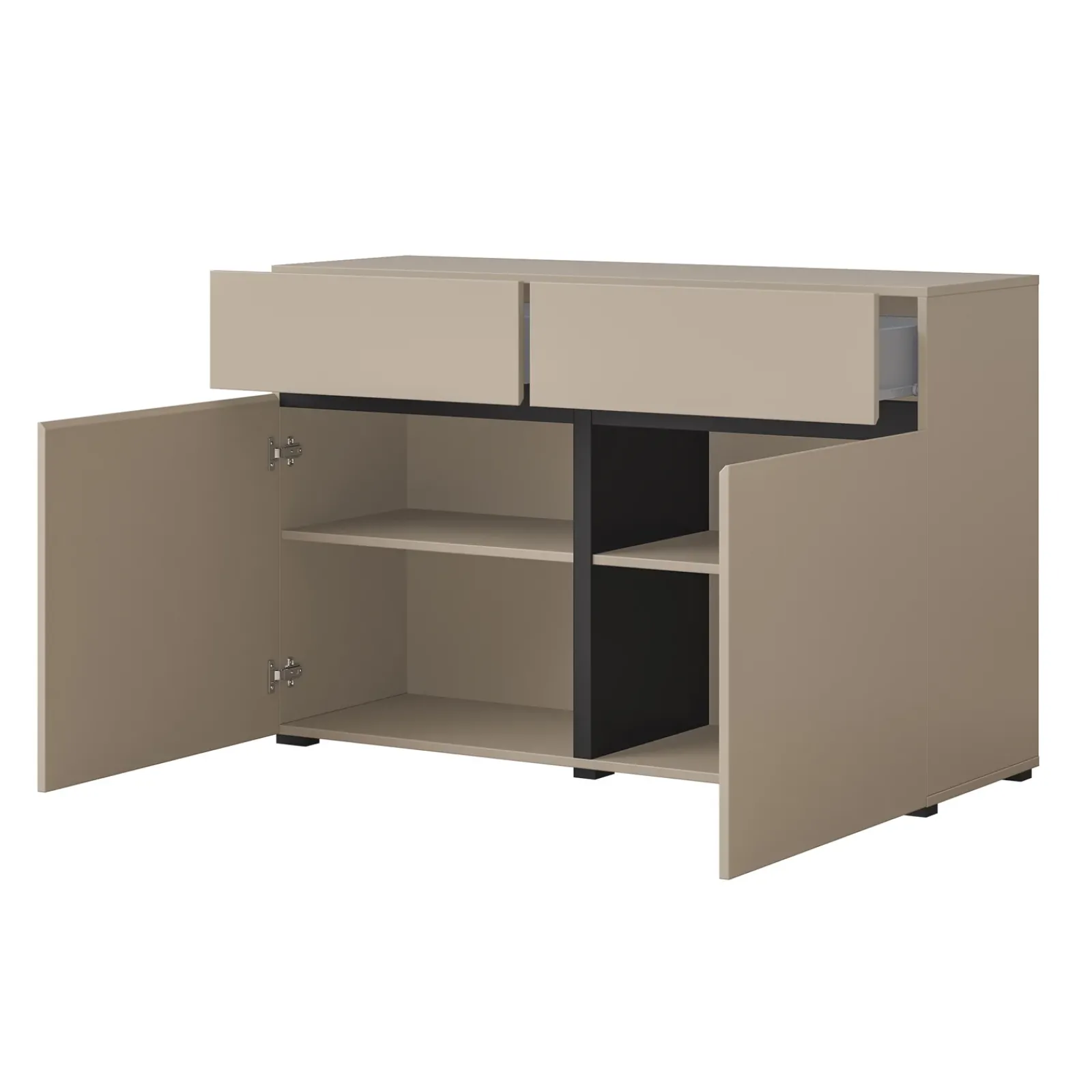 Garnero Arredamenti Credenze Moderne|Madie Moderne-Madia 120x78h cm 2 ante 2 cassetti moderna nero Lolla Tortora