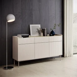 Garnero Arredamenti Madie Moderne|Madie Moderne-Madia 153x82h cm 3 ante 3 cassetti  beige cannettato rovere Fioca