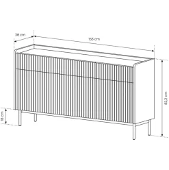 Garnero Arredamenti Madie Moderne|Madie Moderne-Madia 153x82h cm 3 ante 3 cassetti  beige cannettato rovere Fioca