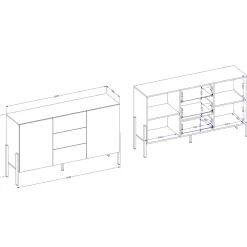 Garnero Arredamenti Credenze Moderne|Madie Moderne-Madia 150x90h cm 2 ante 3 cassetti moderna bianco Simple Bianco Opaco