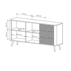 Garnero Arredamenti Madie Moderne|Madie Moderne-Madia 163x81h cm 2 ante 3 cassetti cannettato Ramis Nero Opaco