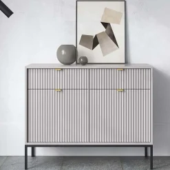 Garnero Arredamenti Madie Moderne|Madie Moderne-Madia 104x83h cm 2 ante 2 cassetti moderna Alisa Grigio