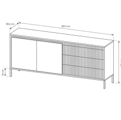 Garnero Arredamenti Madie Moderne|Madie Moderne-Madia 187x82h cm 2 ante 3 cassetti cannettato Ciar Beige