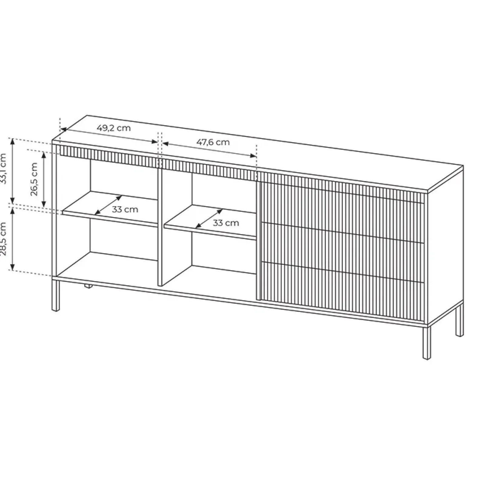 Garnero Arredamenti Madie Moderne|Madie Moderne-Madia 187x82h cm 2 ante 3 cassetti cannettato Ciar Beige