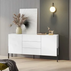 Garnero Arredamenti Credenze Moderne|Madie Moderne-Madia 180x90h cm 2 ante 3 cassetti moderna bianco Simple Bianco Opaco