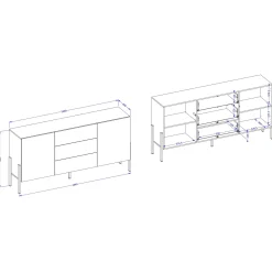 Garnero Arredamenti Credenze Moderne|Madie Moderne-Madia 180x90h cm 2 ante 3 cassetti moderna bianco Simple Bianco Opaco