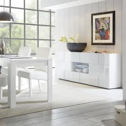 Garnero Arredamenti Credenze Moderne|Madie Moderne-Madia 181x84h cm 2 ante 2 cassetti moderna Obsession Bianco Lucido