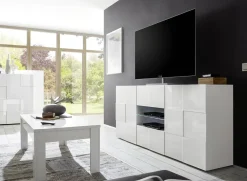 Garnero Arredamenti Credenze Moderne|Madie Moderne-Madia 181x84h cm 2 ante 2 cassetti moderna Obsession Bianco Lucido